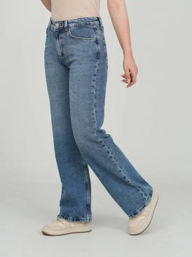 شلوار جین وایدفیت رنگ آبی آسمانی آبی تیره مشکی 