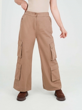 شلوار بایس رنگ نسکافه ای کرم بیسکویتی