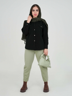 شومیز آواز رنگ مشکی کرم نسکافه ای 