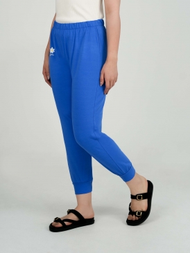 شلوار ارغوان طرح گل رنگ سفید آبی