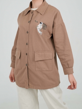 شومیز کتان رنگ نسکافه ای